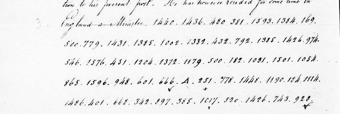 NARA image M31-027-0113, p. 2 of the Notes (duplicate): the cipher passage. NARA microfilm, public domain.