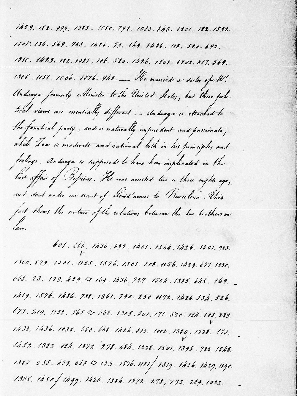 NARA image M31-027-0113, p. 3 of the Notes (duplicate): the cipher passage. NARA microfilm, public domain.