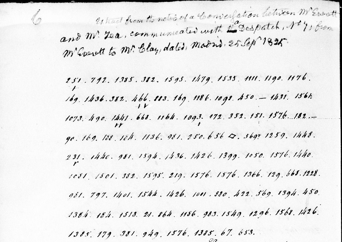 NARA image M31-027-0115, p. 6 of the Notes (duplicate): the cipher passage. NARA microfilm, public domain.