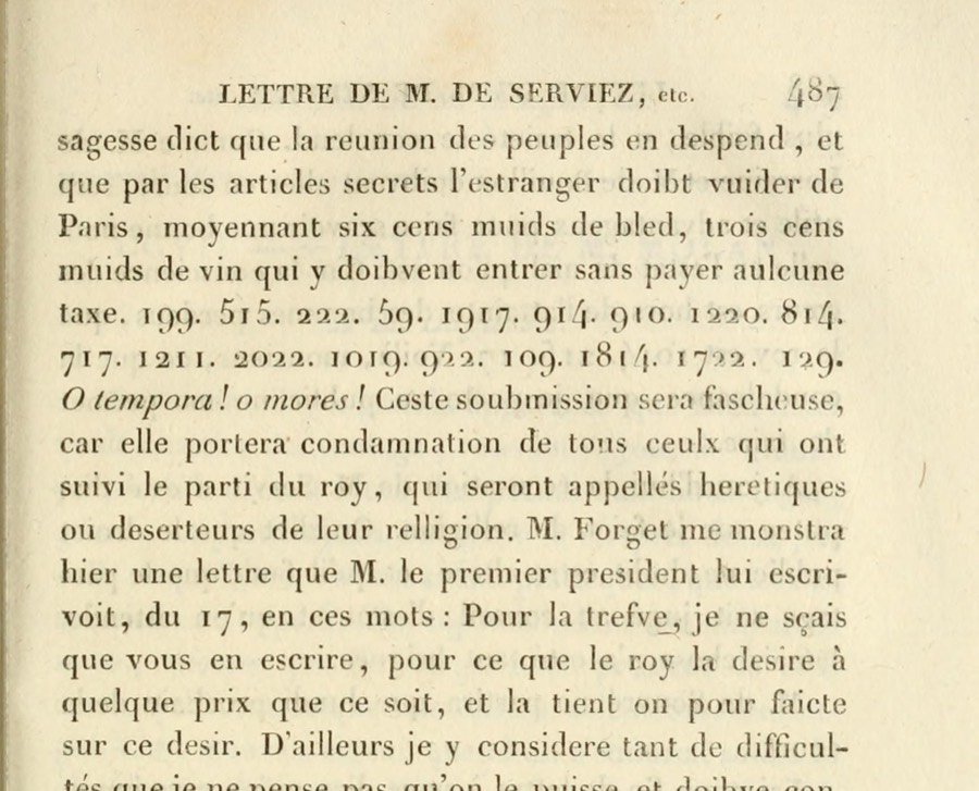 p. 487: passage S1 of Serviez’s letter (“199. 515. 222…”).