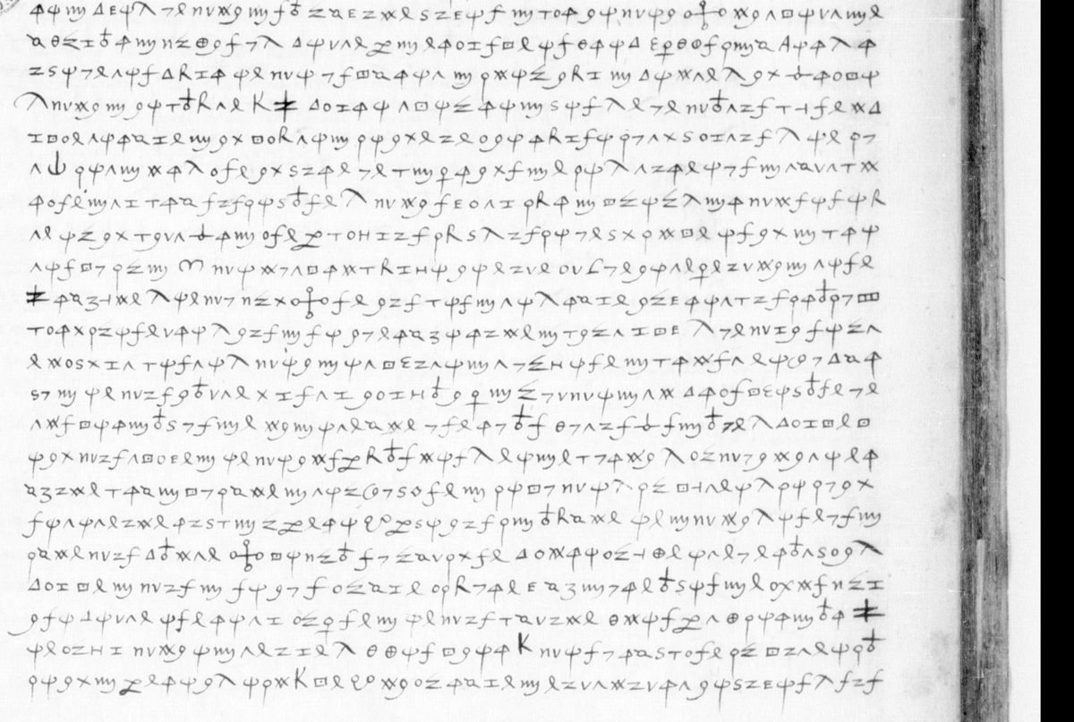 BnF, Français 2984, p. 105, lower part: the 21 ciphered lines without a contemporary gloss (“obvier qu’il ne feust contrainct en bref habandoner Rome…”). Source gallica.bnf.fr / BnF.