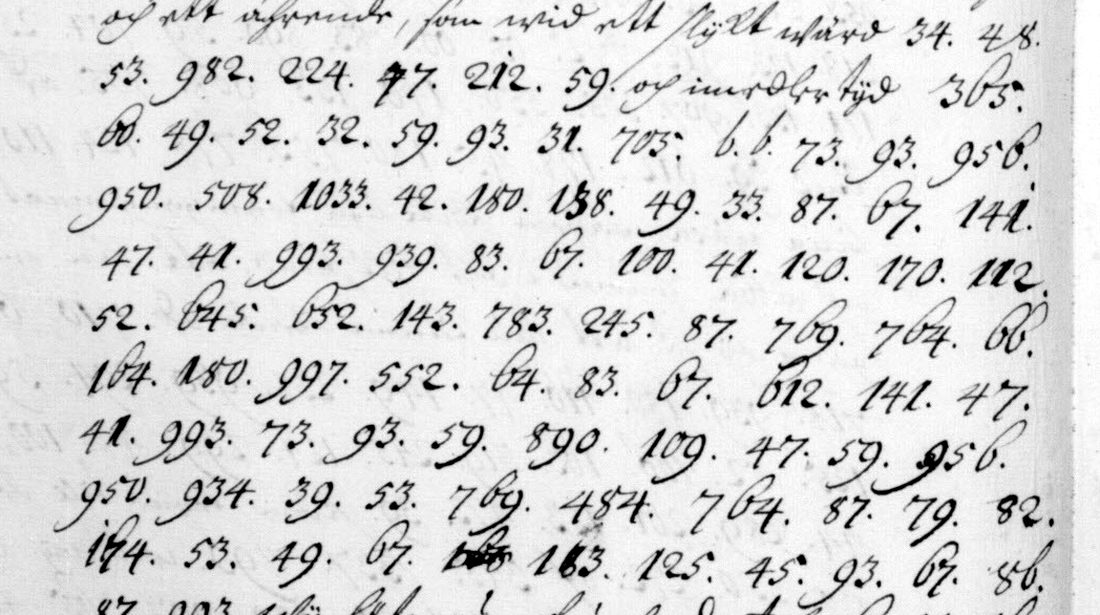 Fol. 83v, lines wholly in cipher: “upprätta med [b.b.] ett stillestånd eller wapenhwila på så lång tid som på begge sidor kan kommas öfwerens…” (“to conclude with Denmark an armistice or suspension of arms for as long as can be agreed on both sides”). Image 0085 (Public Domain Mark 1.0).